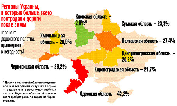 Карта украинского бездорожья
